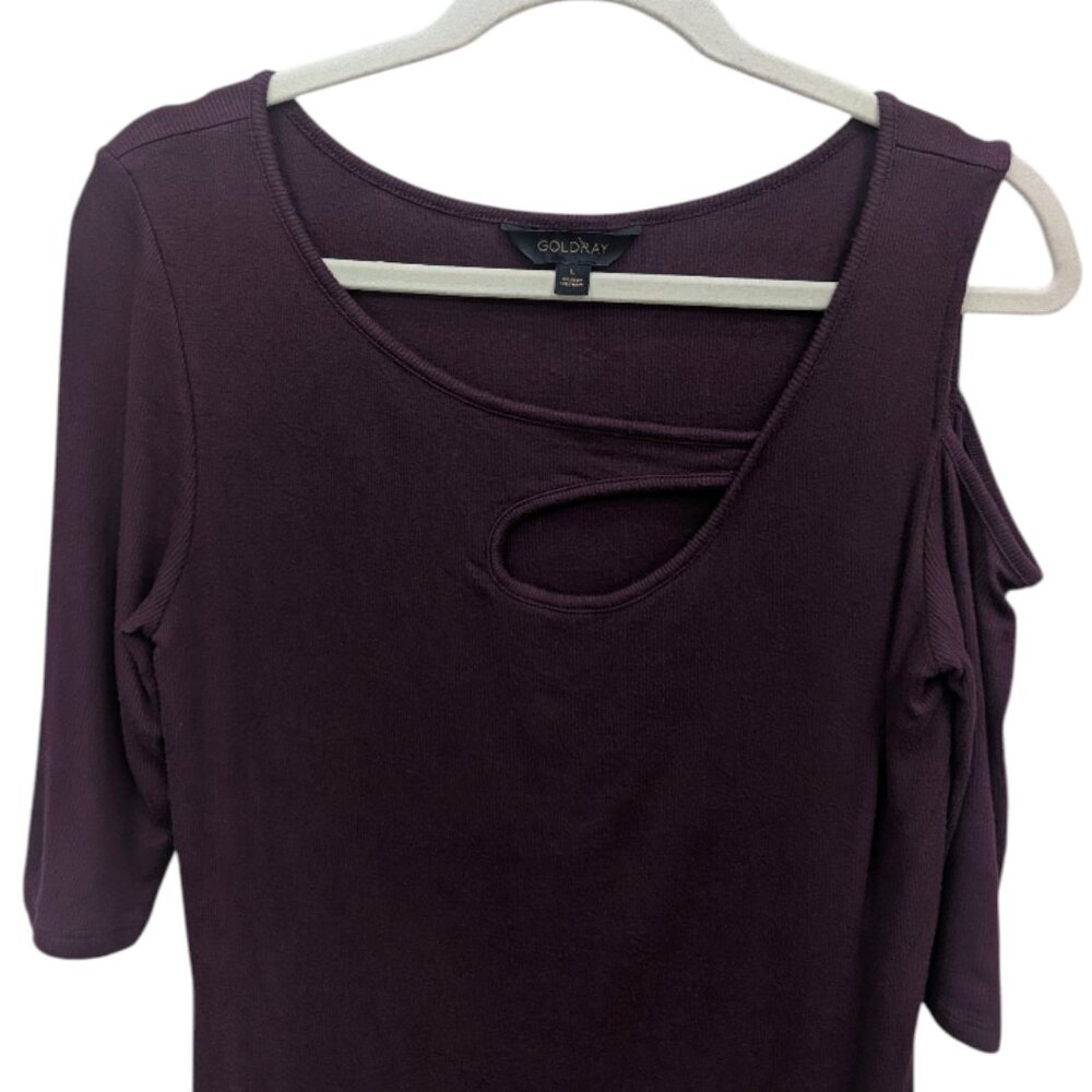 Goldray Garima Asymmetric Cold Shoulder Top - Picture 4 of 4